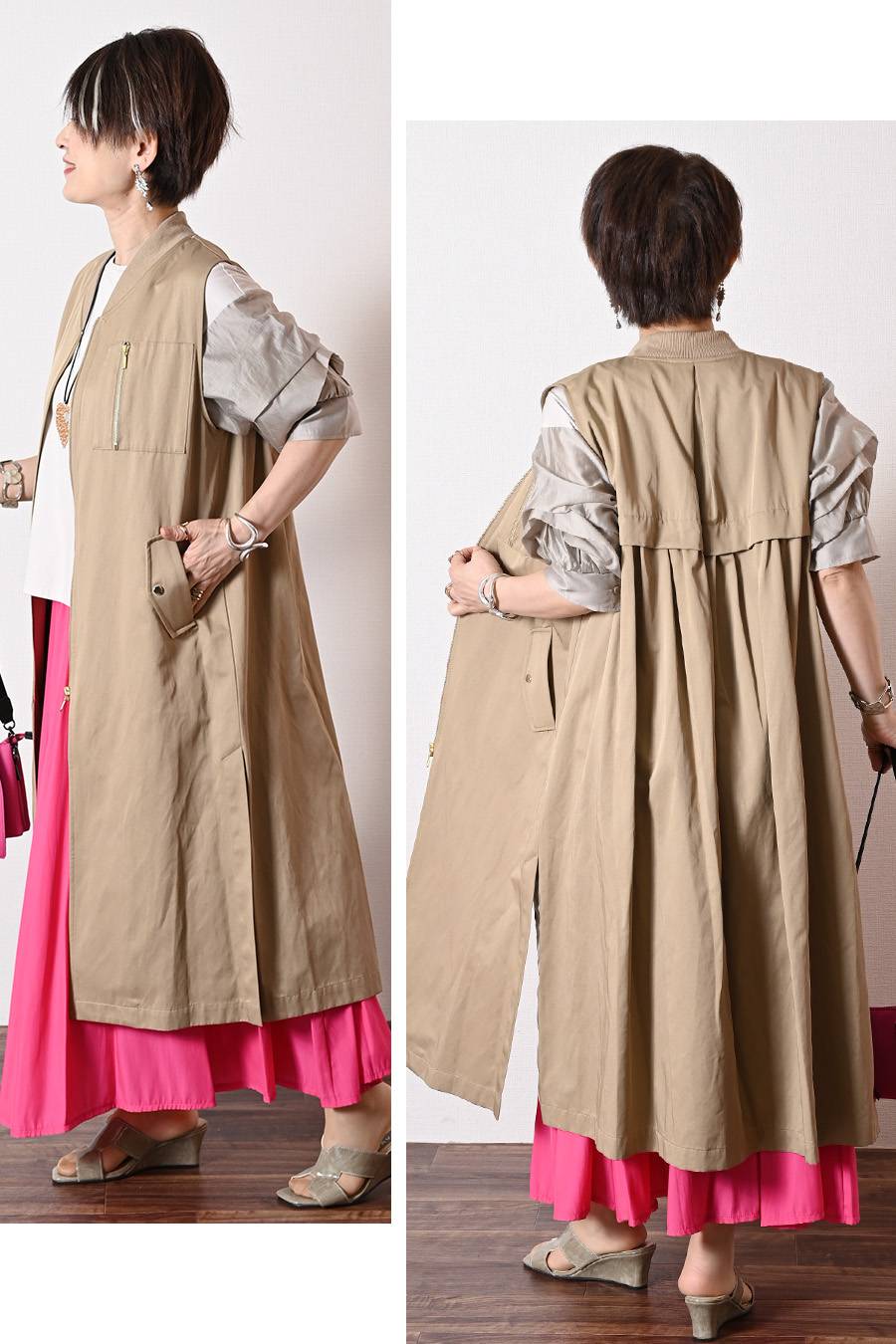 華やかさと立体感！袖ボリューム・異素材切替カットソー