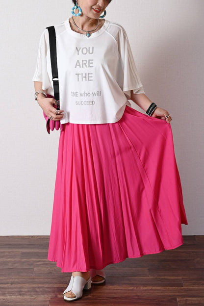 汗染み対策にも！シアー切替 ロゴプリント・ドルマンプルオーバー