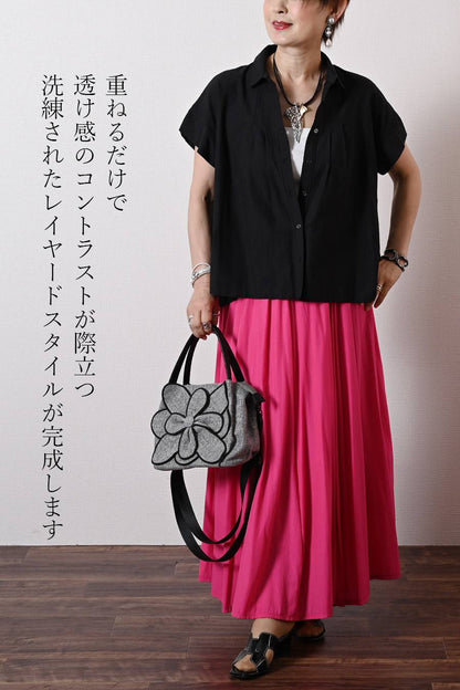 バックシャンな美学！バックレイヤードレースシアーブラウス