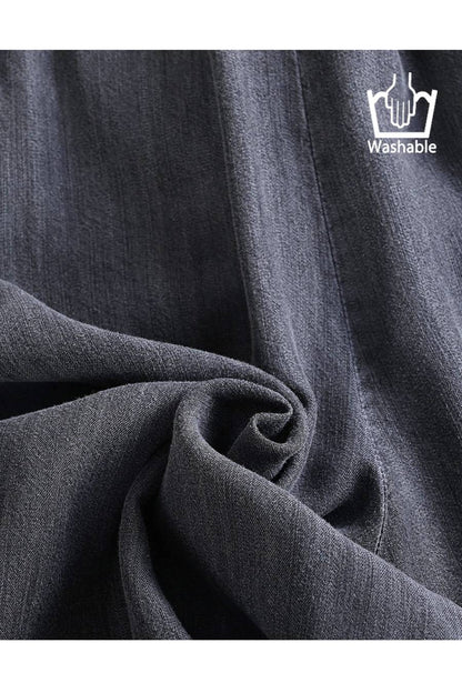 脚長高身長さん向けウエストゴム タックワイドデニムパンツ