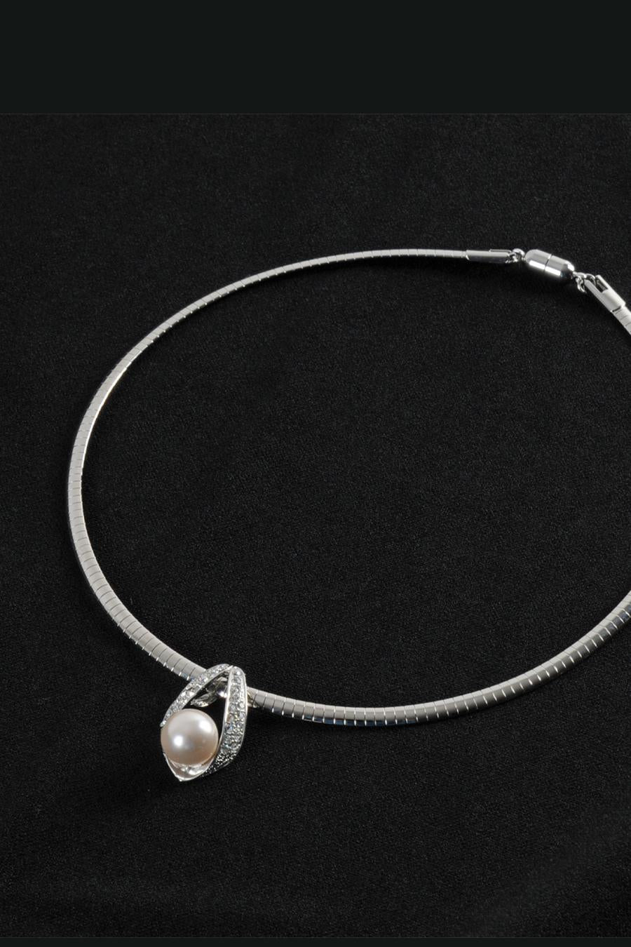 着脱簡単！マグネット留め具　パールラウンドネックレス