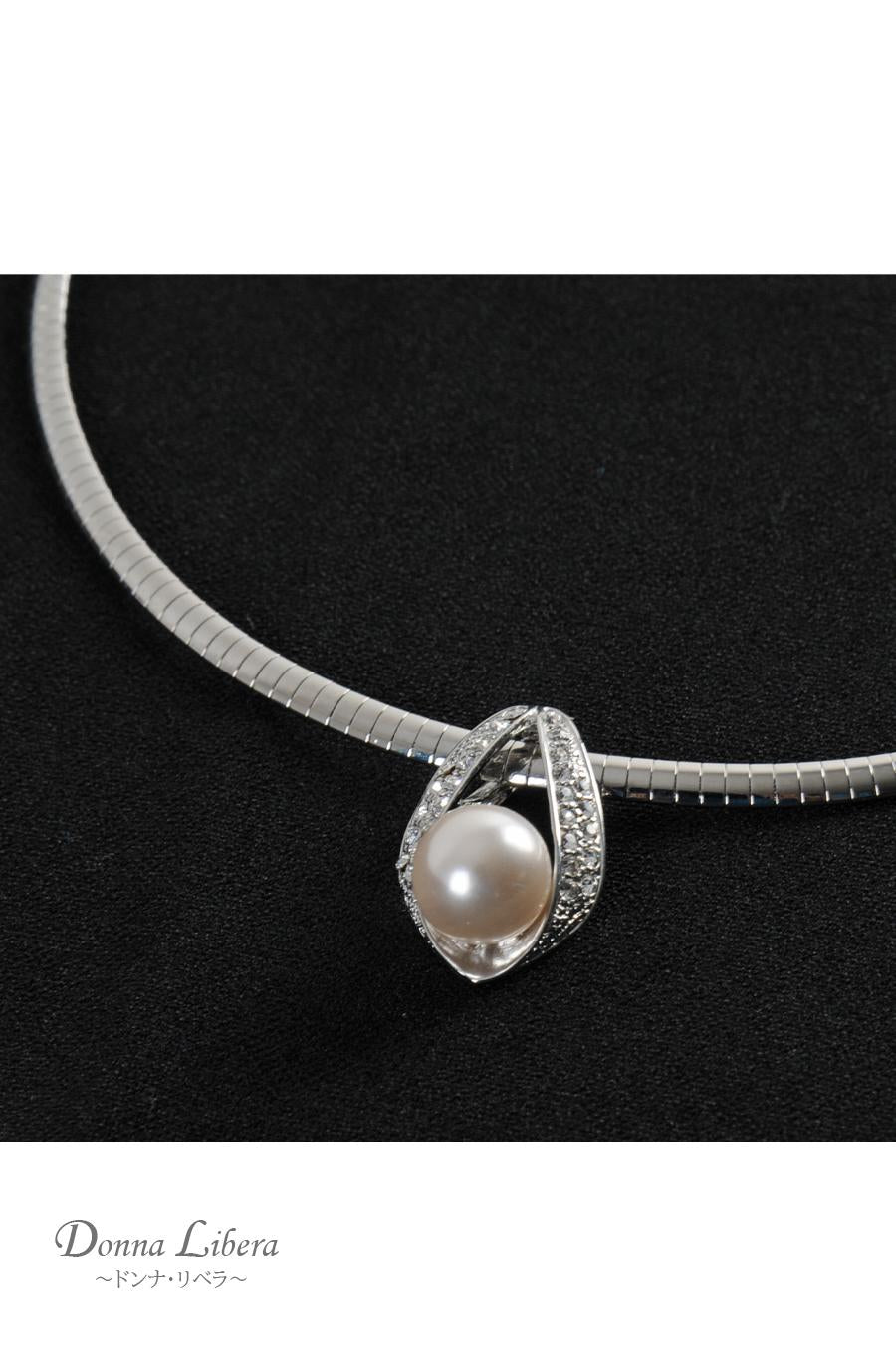 着脱簡単！マグネット留め具　パールラウンドネックレス