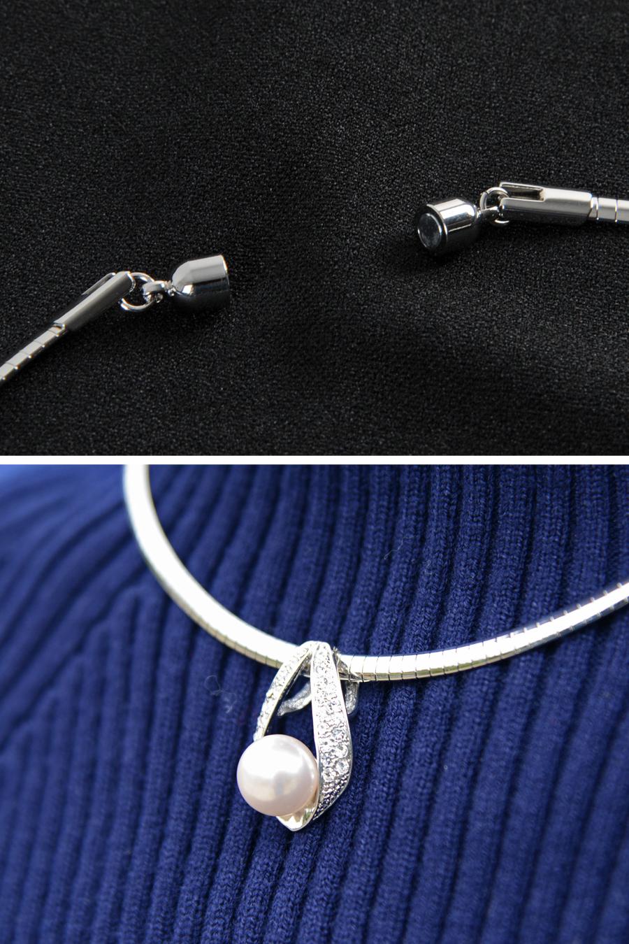 着脱簡単！マグネット留め具　パールラウンドネックレス