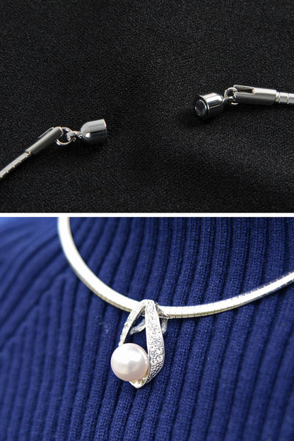 着脱簡単！マグネット留め具　パールラウンドネックレス