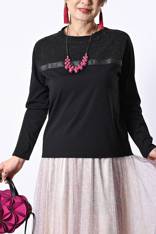 微光沢切り替えプルオーバー