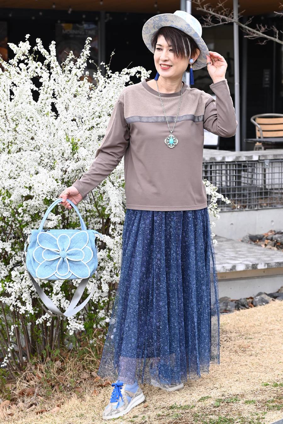 微光沢切り替えプルオーバー