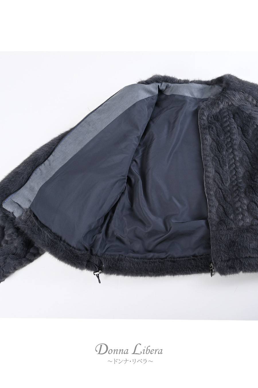 【Special Offer 40%OFF】柔らかな風合いにうっとり！ケーブル柄ラウンドネックファージャケット