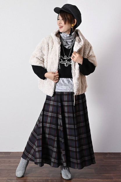 クラッシュファーフーデッド５分袖ジャケット