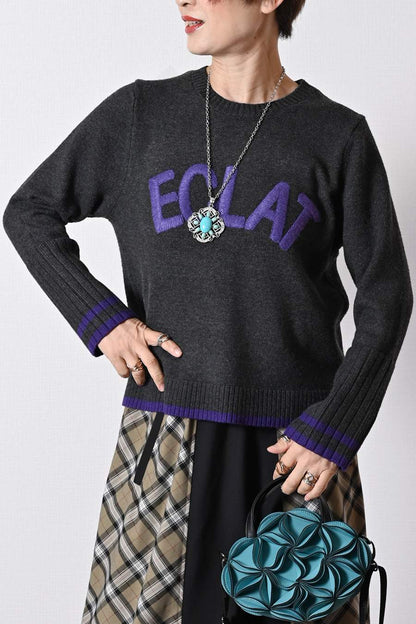 【Special Offer 40%OFF】ワイドリブアクセントロゴニット