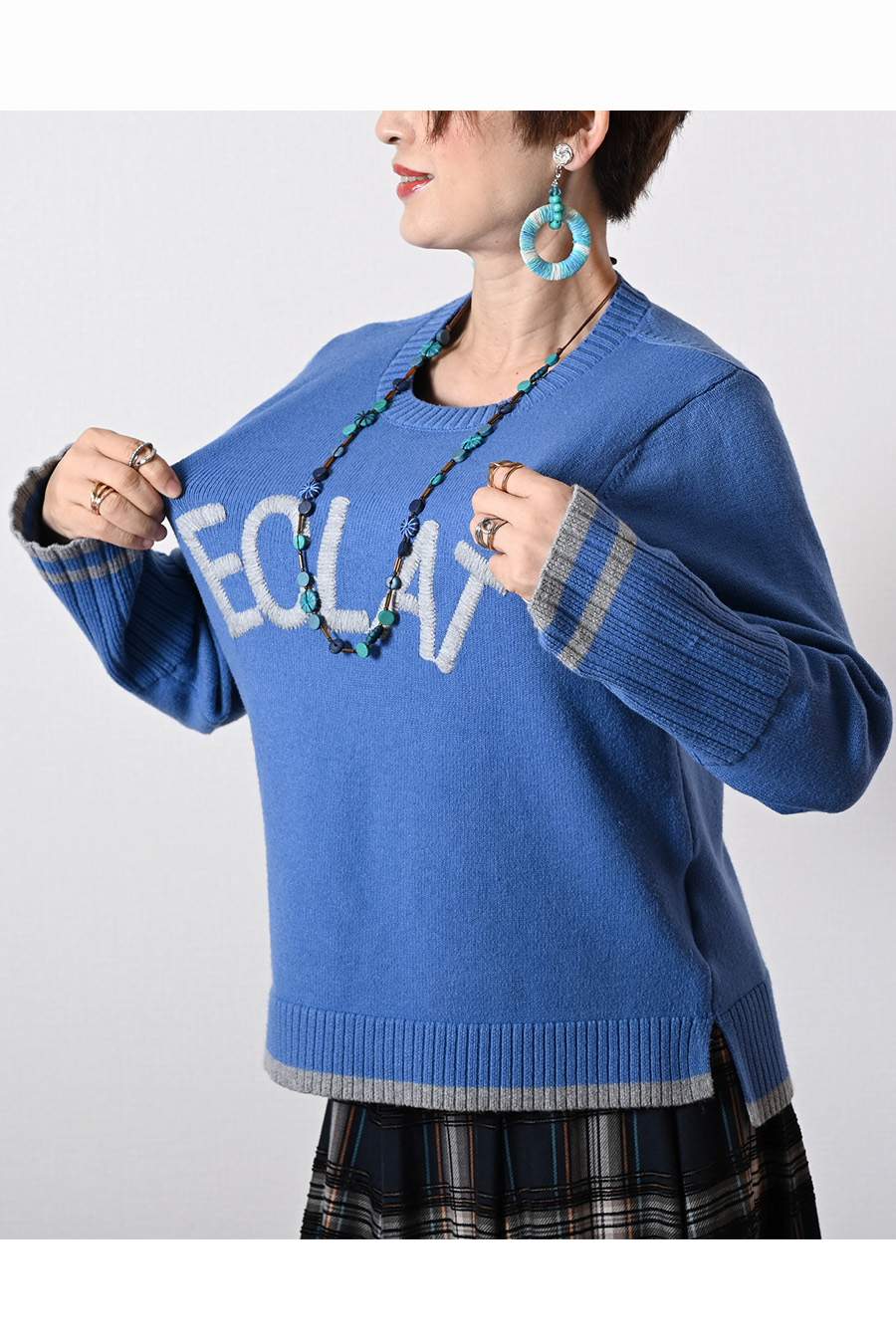 【Special Offer 40%OFF】ワイドリブアクセントロゴニット