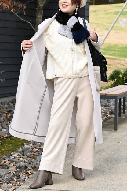 軽やかエコウール ファーポケットロングコート