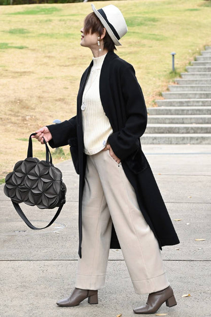 軽やかエコウール ファーポケットロングコート