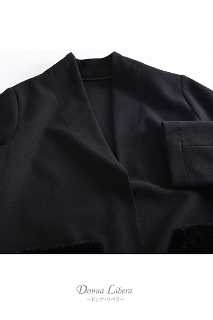 軽やかエコウール ファーポケットロングコート