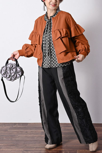 脚長さんにも！3素材切り替えセミワイドパンツ