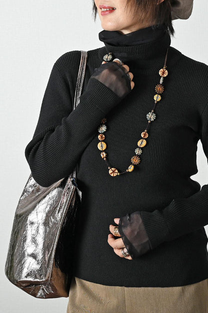 クラッシュメタリック肩入れバケツトートバッグ