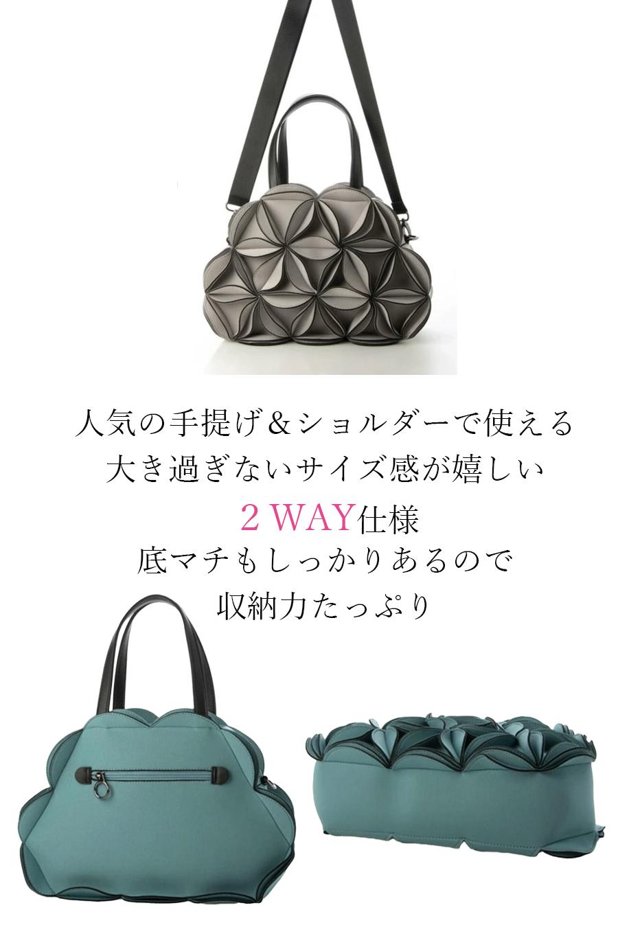 ネオプレン 3Dフラワー 2WAY ミニ ボストンバッグ※クーポン対象外【11月入荷予定】