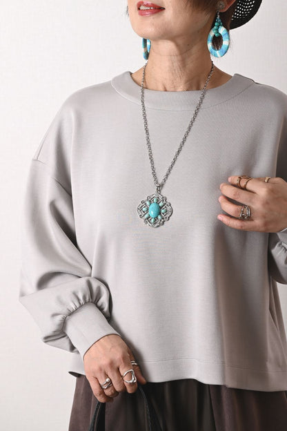 ターコイズ ＆シルバー ペンダントロングネックレス