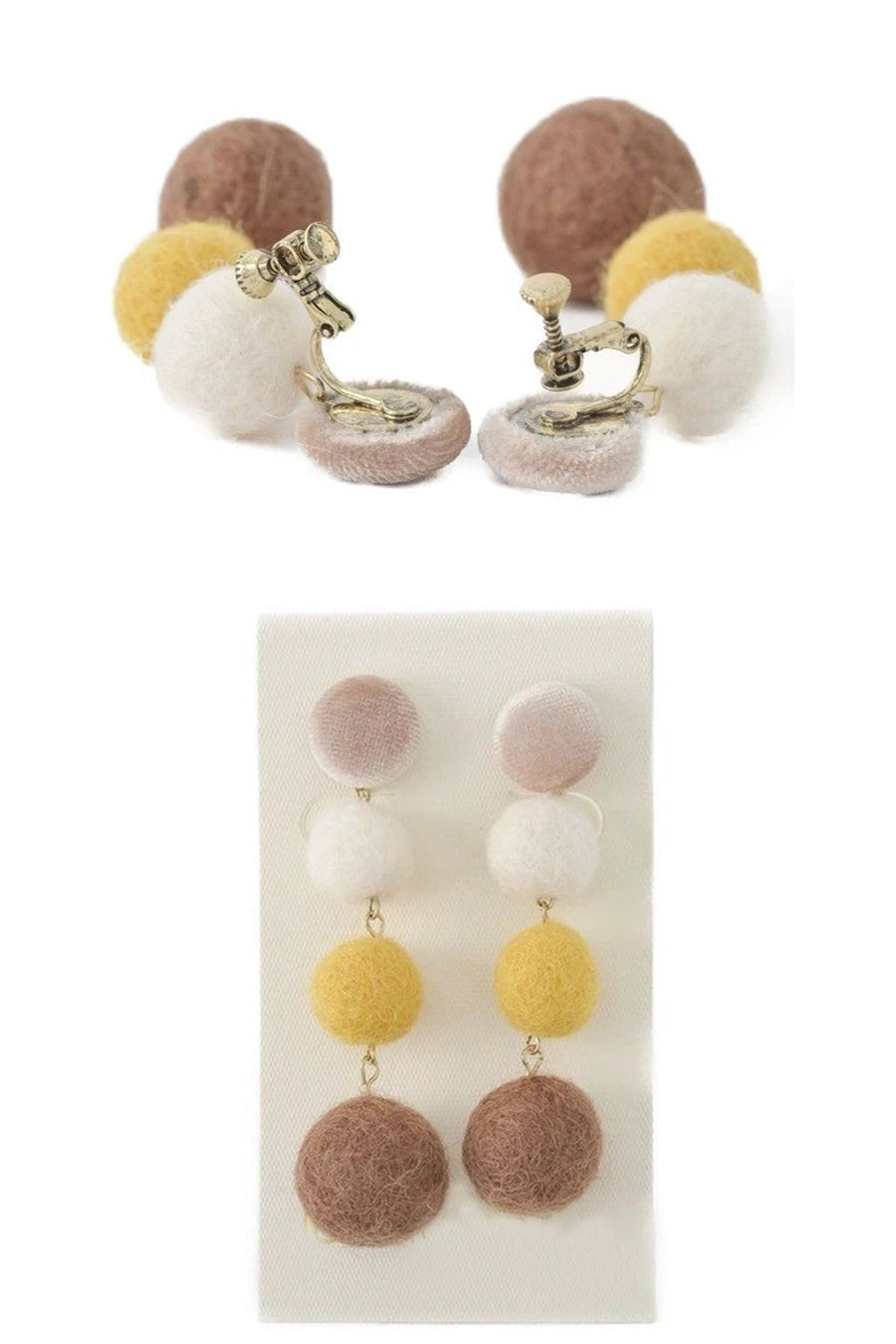 ハンドメイド 羊毛フェルト ロング＆大きめイヤリング