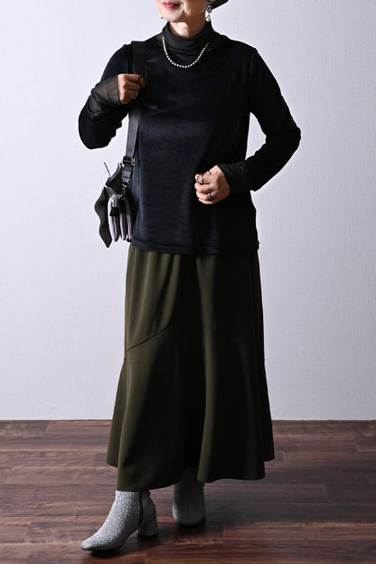ハイネック苦手さんにも！くしゅっとボトルネック チュール切替ウォームプルオーバー【10/18迄クーポン使用で3,862円】