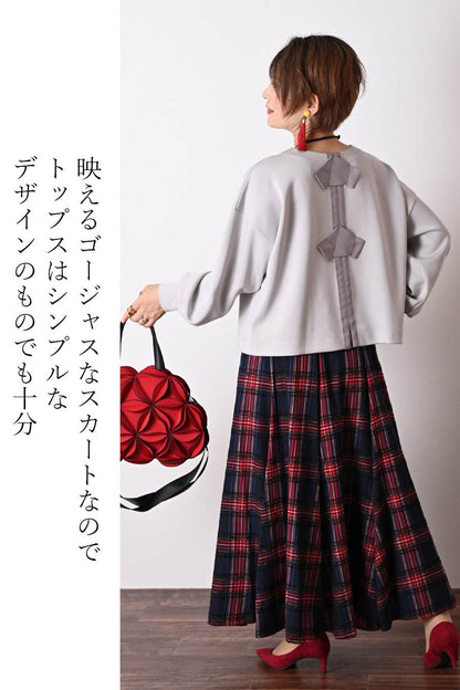 大人のバルーンブルゾン＋先染めジャガード多色チェックスカート２点セットコーデ【10/3日以降発送予定】