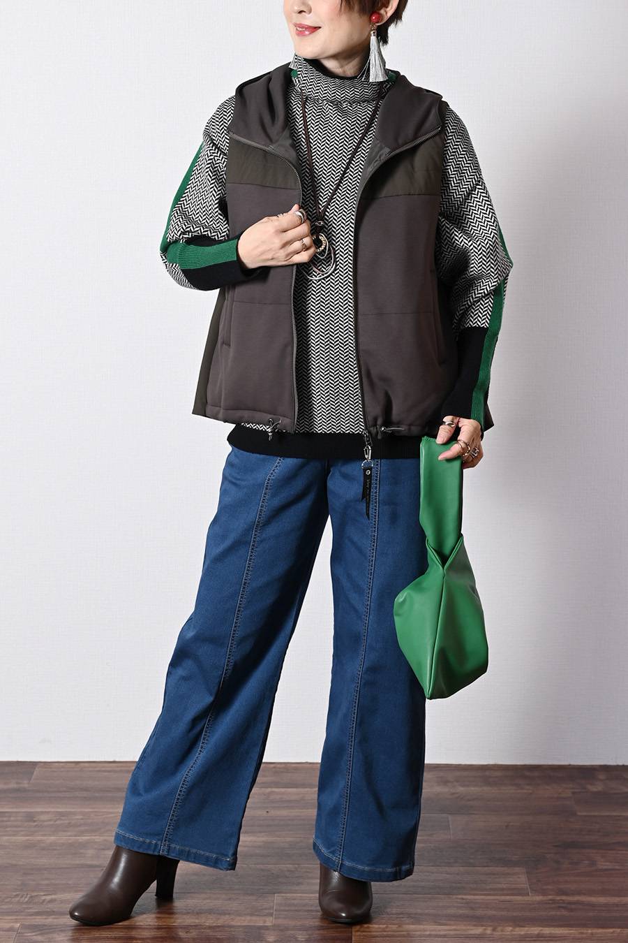 美タックフレア！カノコポンチ 切り替え中綿ベスト