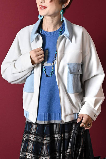 軽量エコウール×デニムコンビジャケット