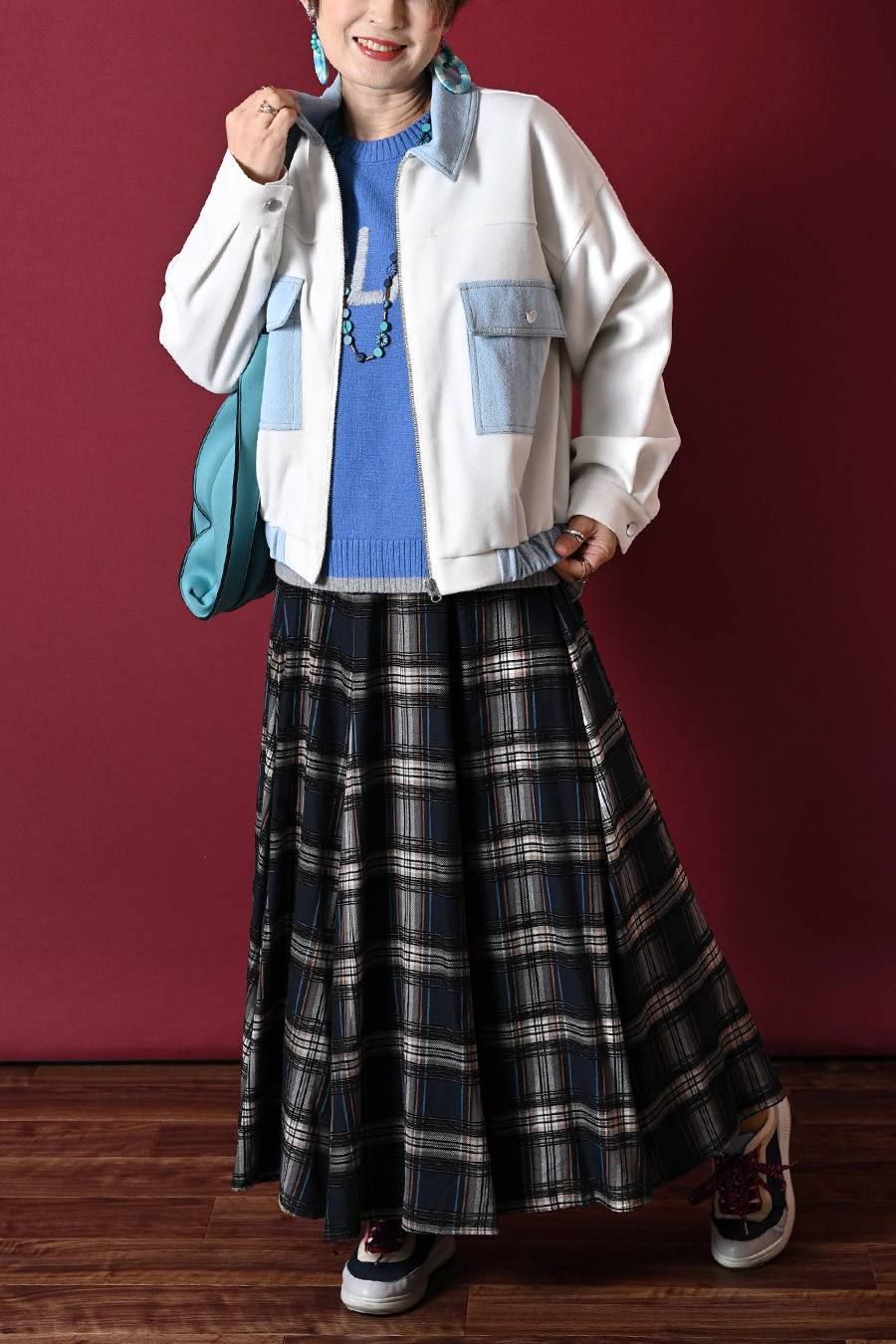 軽量エコウール×デニムコンビジャケット