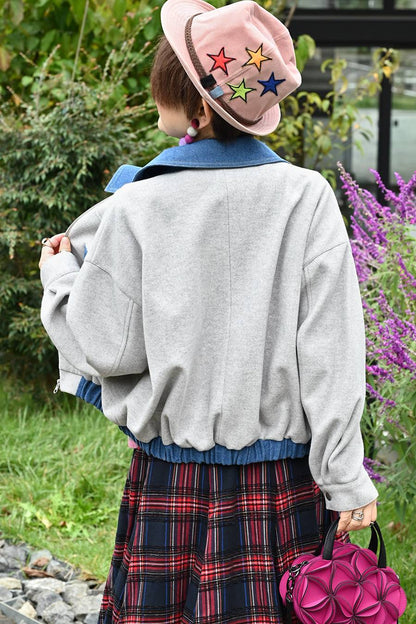 軽量エコウール×デニムコンビジャケット