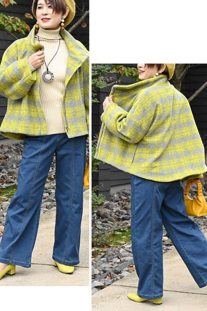 ゆったり着られる主役級アウター！ウール混ビッグチェックジャケット