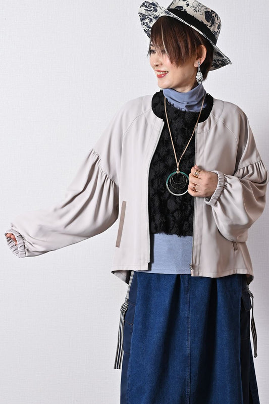 ソフトツイル バックプリーツZIPジャケット