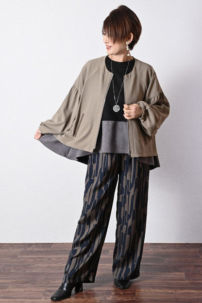 ソフトツイル バックプリーツZIPジャケット