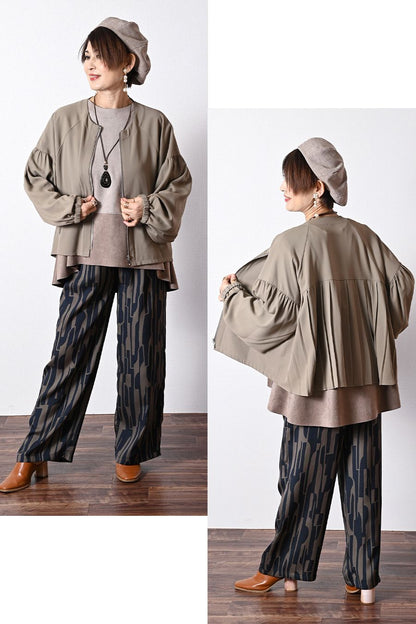 ソフトツイル バックプリーツZIPジャケット